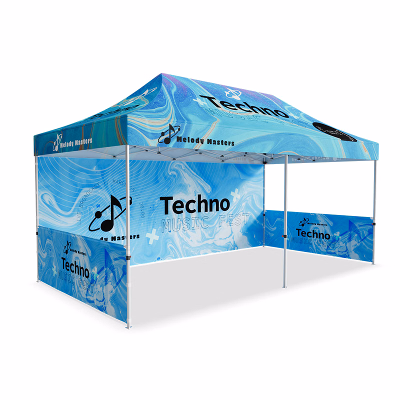 10'x20' Standard Hex Aluminum Frame Tent Kit w/Rear Wall & 2 Half Side Walls