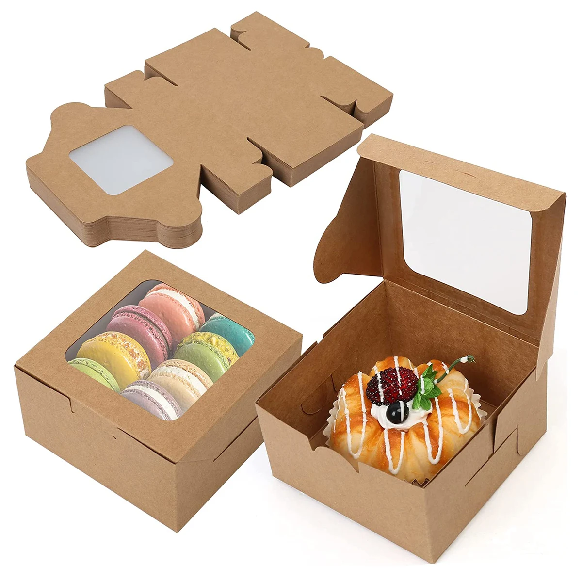 Brown Bakery Box with Window 1