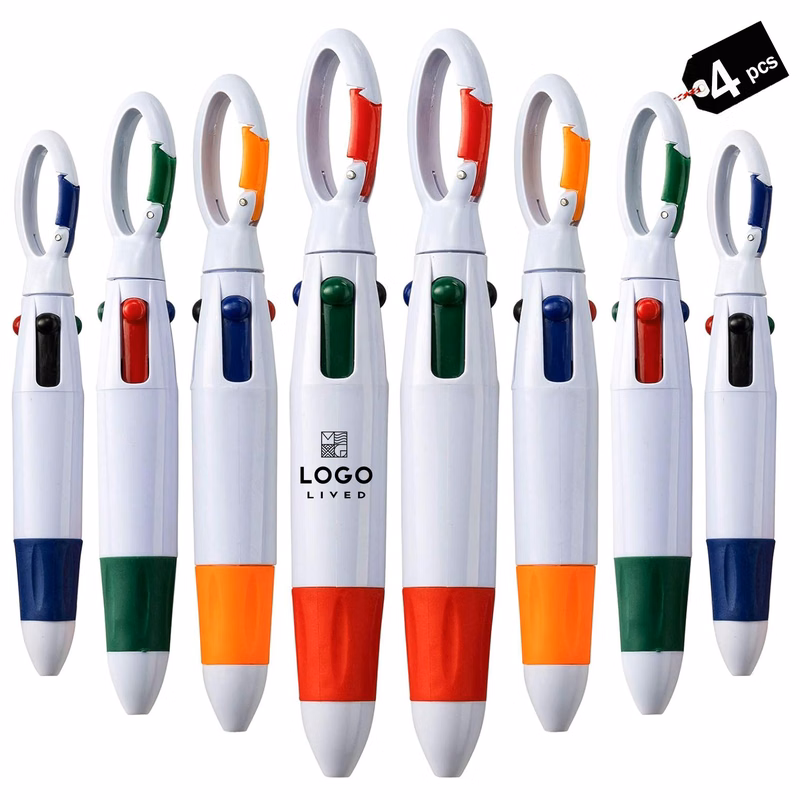 4 in 1 Plastic Retractable Carabiner Quatro Pen