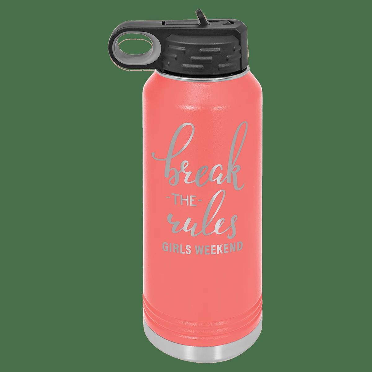 32 oz. Coral Powder Coated Laser Engraved Polar Camel Water Bottles, custom water bottle with logo imprint 1