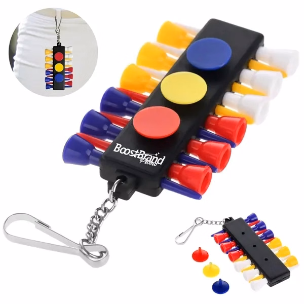 Custom Vertical Golf Tee Holder with Ball Markers — Compact Clip-On Course Organizer
