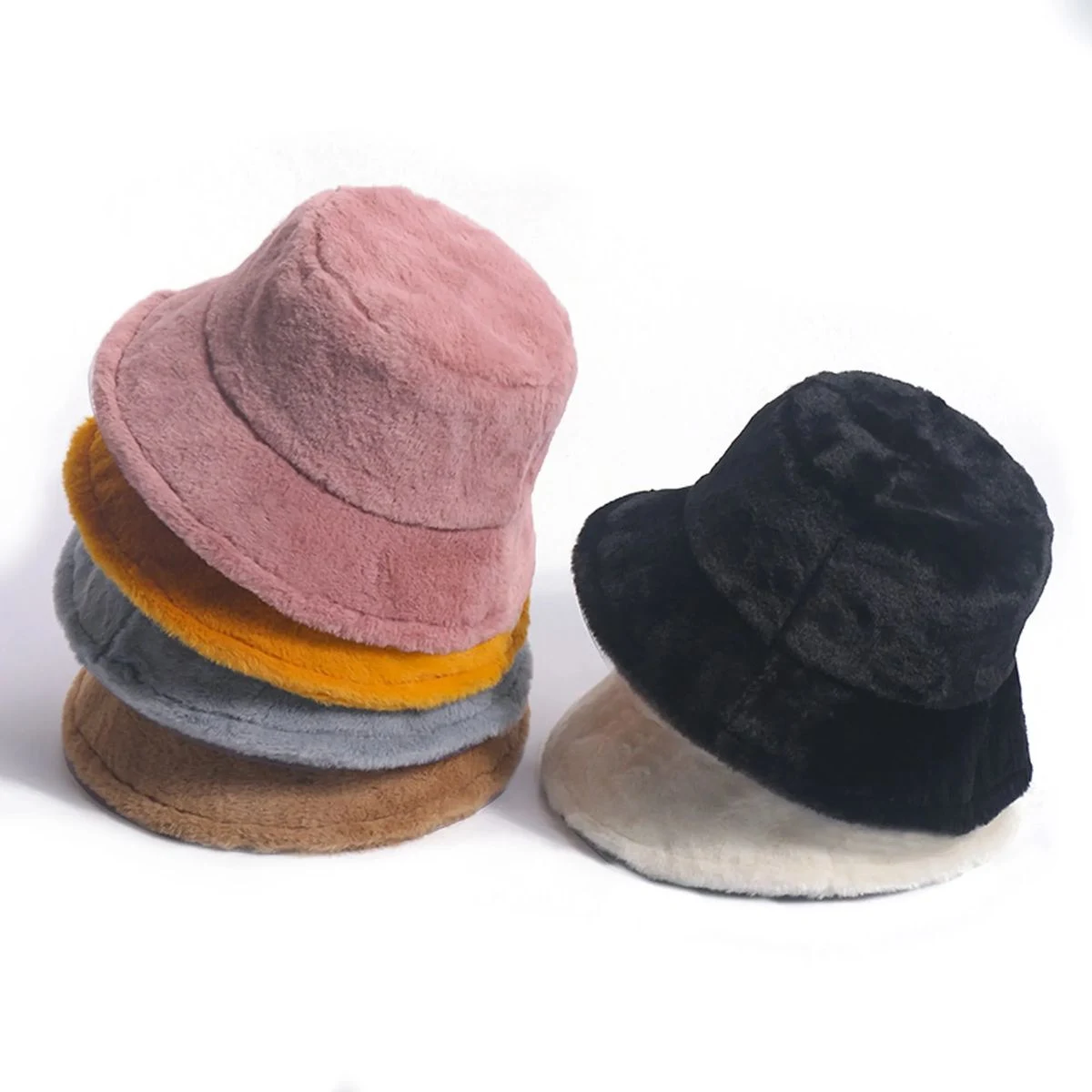 Faux Fur Bucket Hat Winter Warmer Fisherman Cap for Women 1