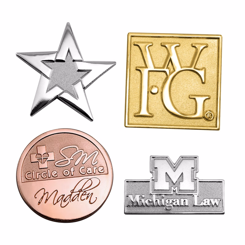 Custom Die Struck Sandblast & Polished Lapel Pins (3/4")