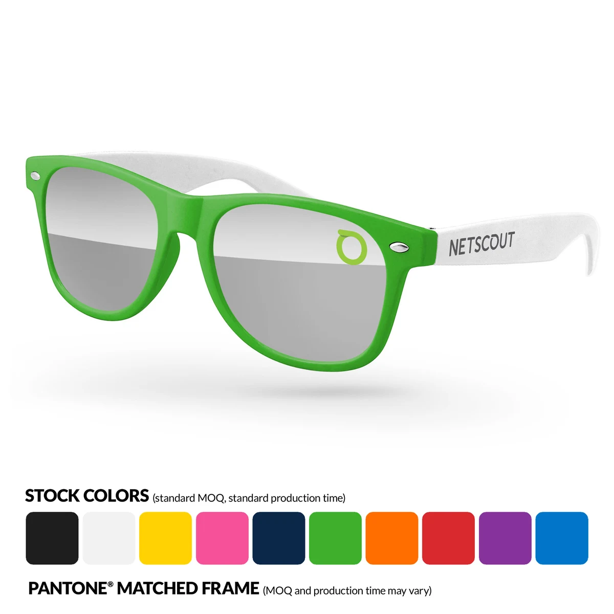 2-Tone Retro Mirror Sunglasses w/ 1 Color Lens & Temple Imprint 1