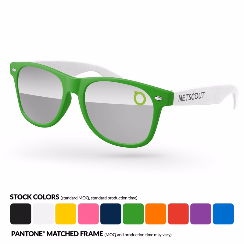 2-Tone Retro Mirror Sunglasses w/ 1 Color Lens & Temple Imprint