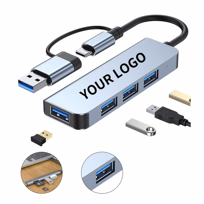 Multi Port USB Hub 4 in 1 Aluminum