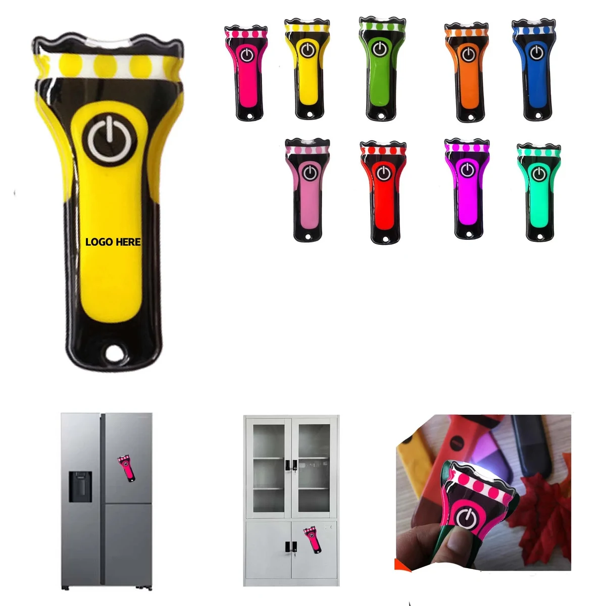 PVC Flashlight Keychain Light with Refrigerator Magnet 1