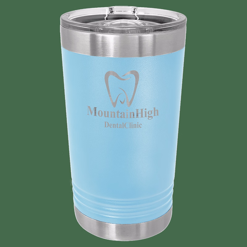 16 oz. Light Blue Laser Engraved Polar Camel Pint Tumbler w/Slider Lid