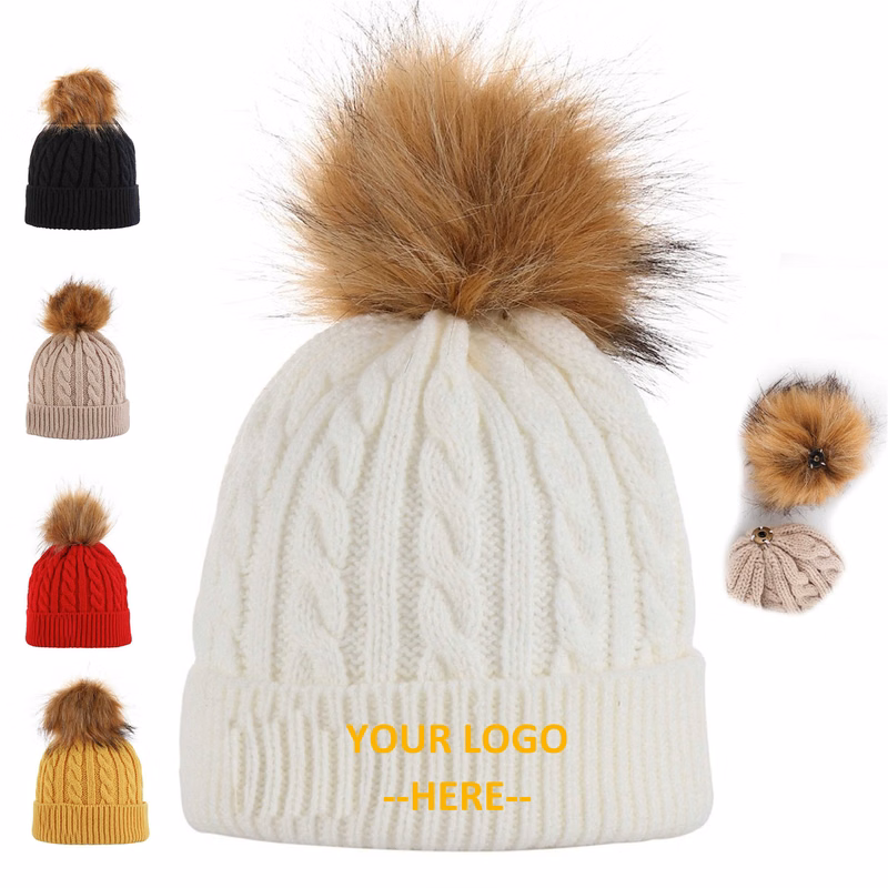 Cable Knitted Pom Pom Beanie