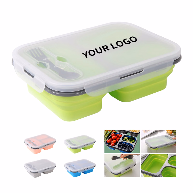 Collapsible Food Grade Silicone Lunch Box 9.36" x 6.83" x 1.37"