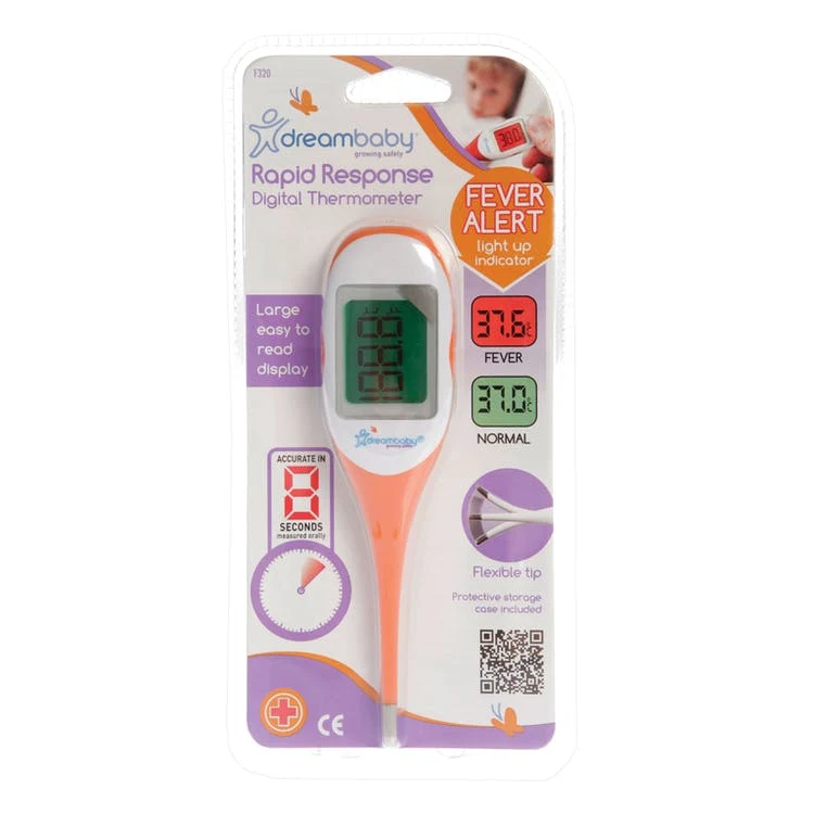 Rapid Response Digital Thermometer - White/Orange 1