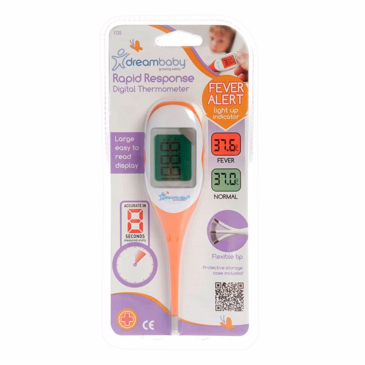 Rapid Response Digital Thermometer - White/Orange