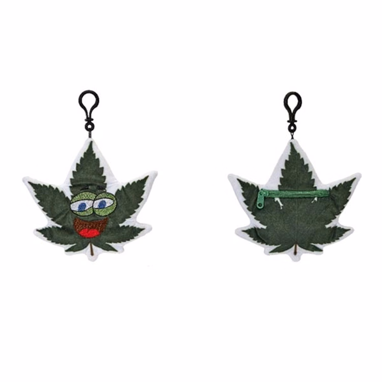 4" Hemp Leaf Zipper Pull Pouch CBD