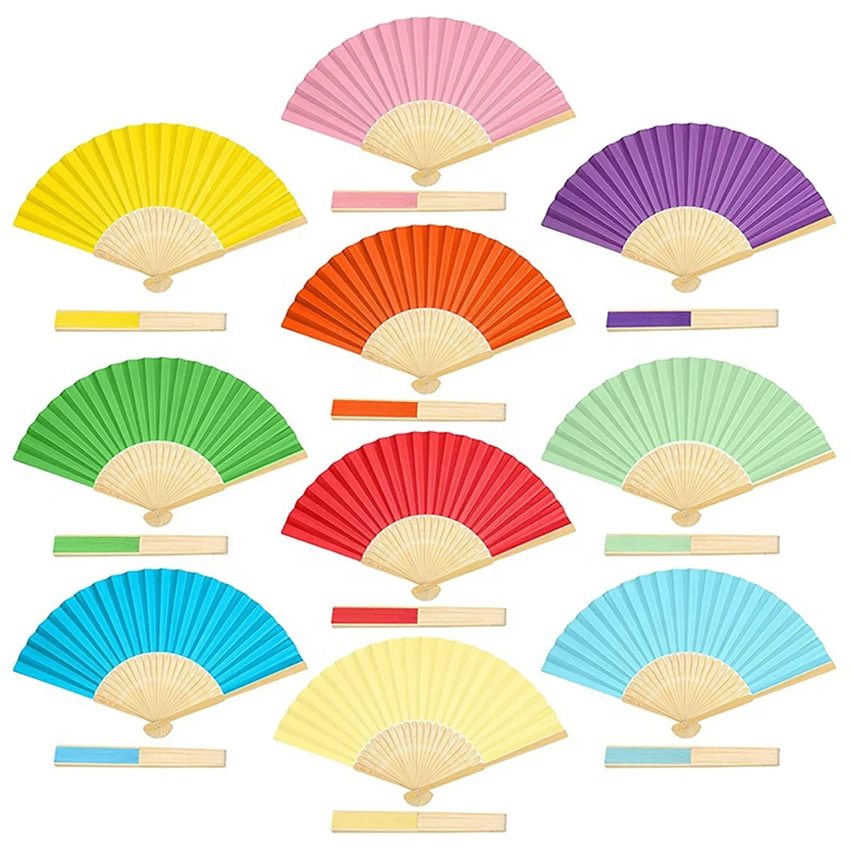 Bamboo Handheld Folding Paper Fan 1
