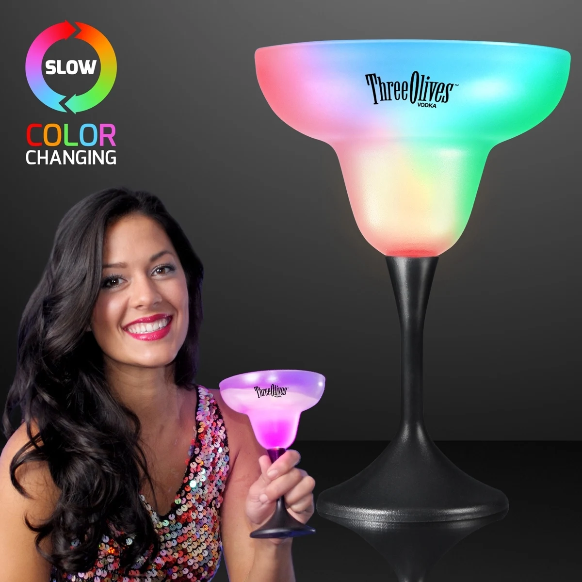 LED Margarita Glass with Classy Black Base 1