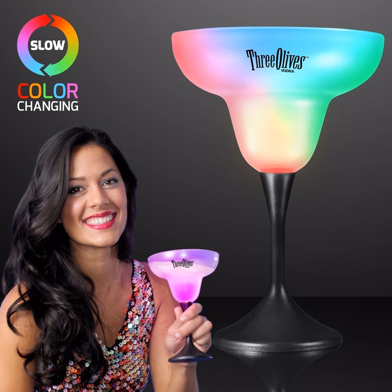 LED Margarita Glass with Classy Black Base