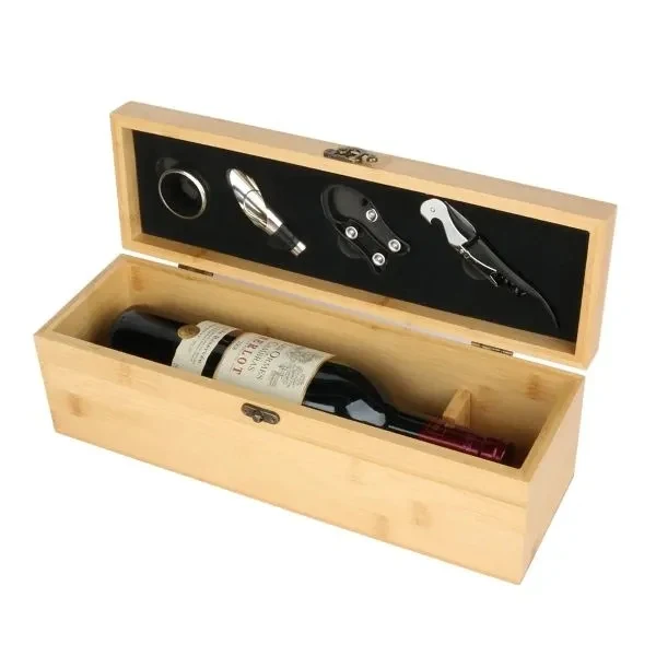 Eco-Friendly Custom Bamboo Wooden Wine Accessories Set 1