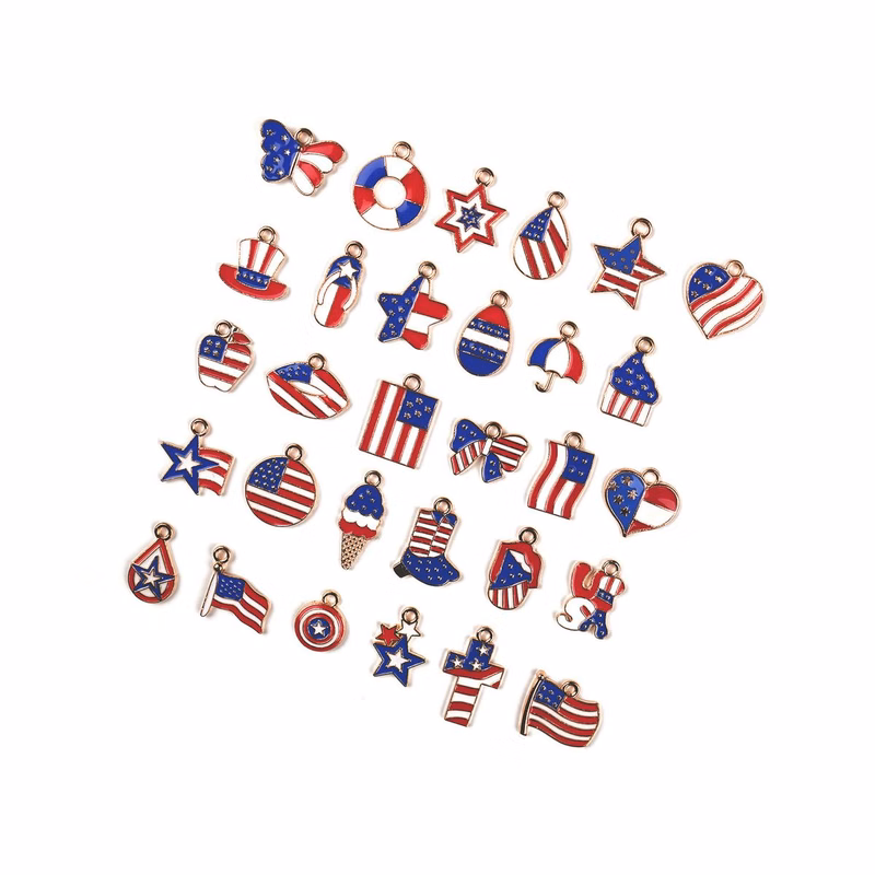 Patriotic Independence Day Metal Alloy Key Ring