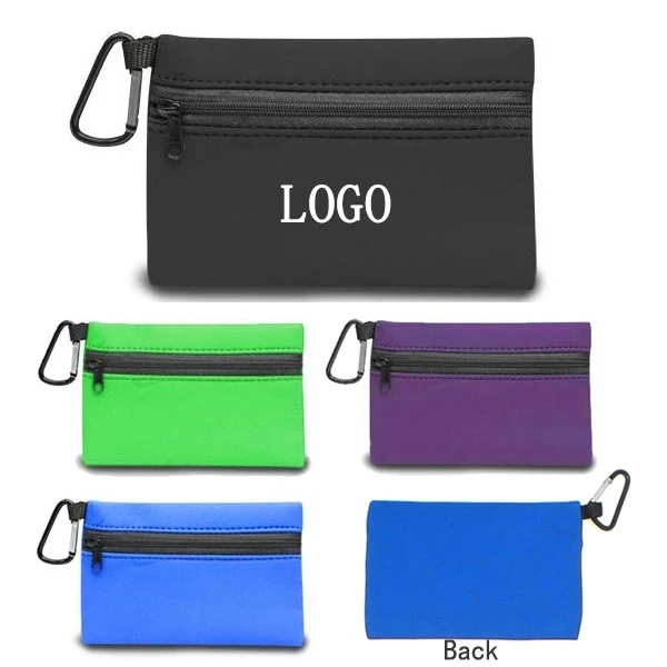 Neoprene Zipper Wallet With Carabiner 1