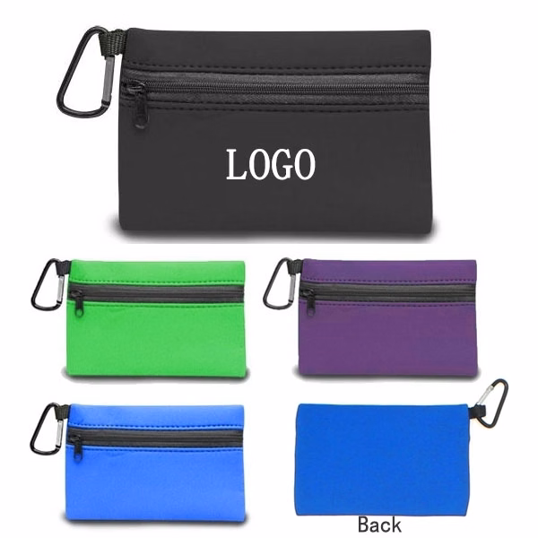 Neoprene Zipper Wallet With Carabiner