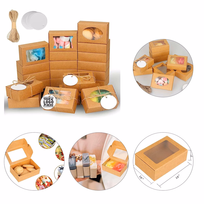 3.5x2.35x1.2 Inch Small Mini Kraft Paper Homemade Soap Candy Chocolate Bakery Packaging Box with Wi