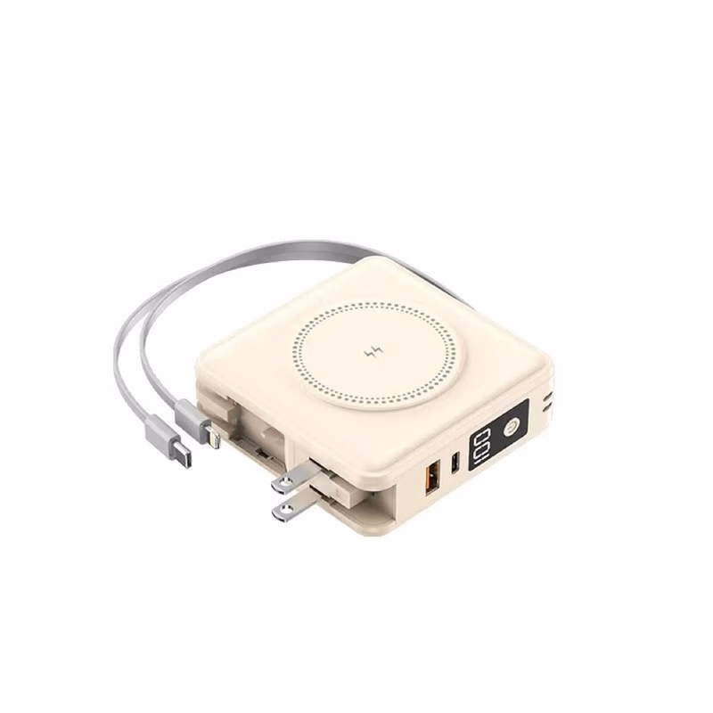 15000 mAh Wireless Magnetic Power Bank Built Plug & Cables