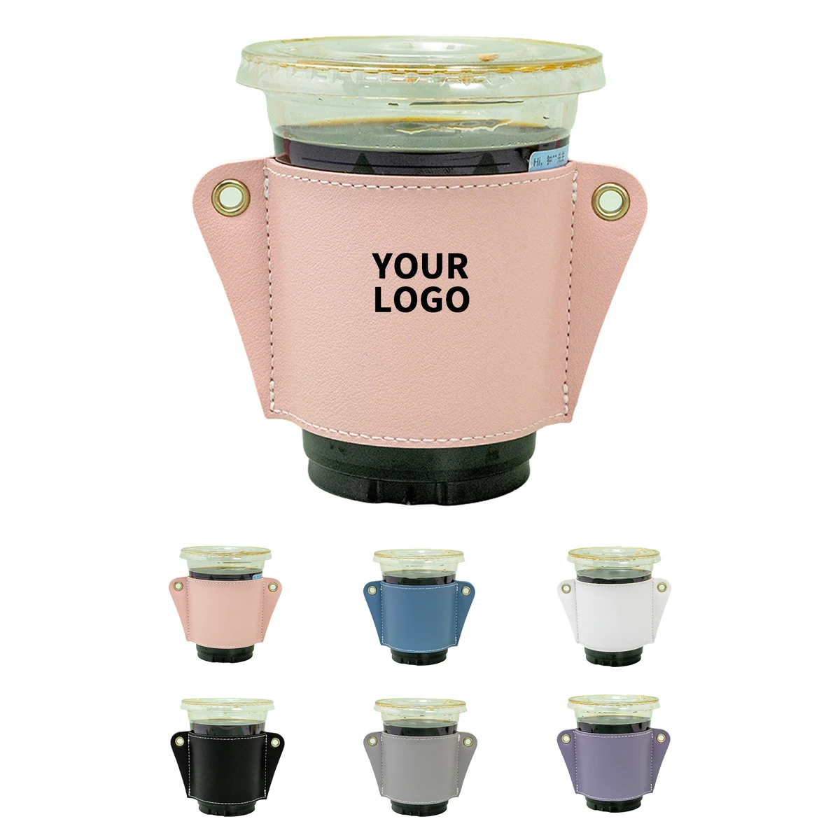 PU Leather Portable Cup Holder 3.15" Top Diameter x 2.95" Bottom Diameter x 2.83" Height 1