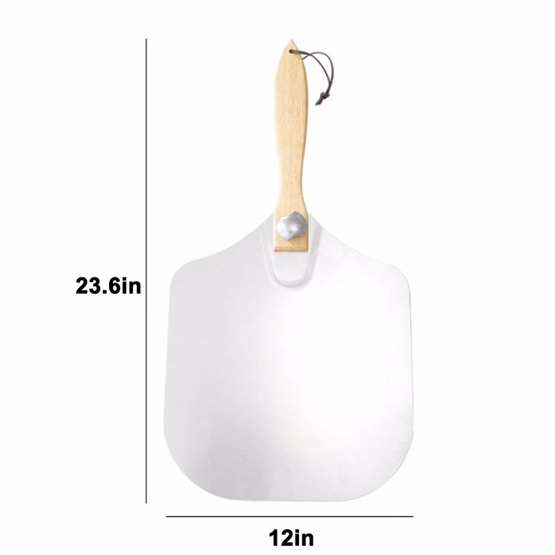 Aluminum Alloy Pizza Peel w/ Foldable Wooden Handle