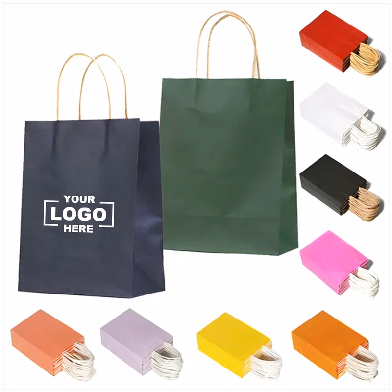 Reusable Kraft Paper Gift Bags with Handles