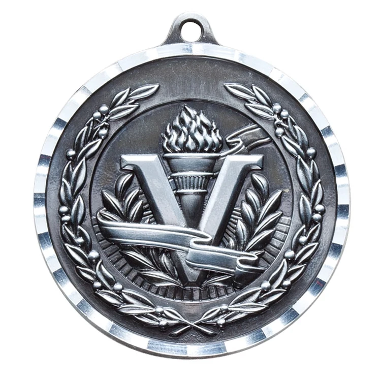 2" Silver Victory Diamond Cut Medal 1