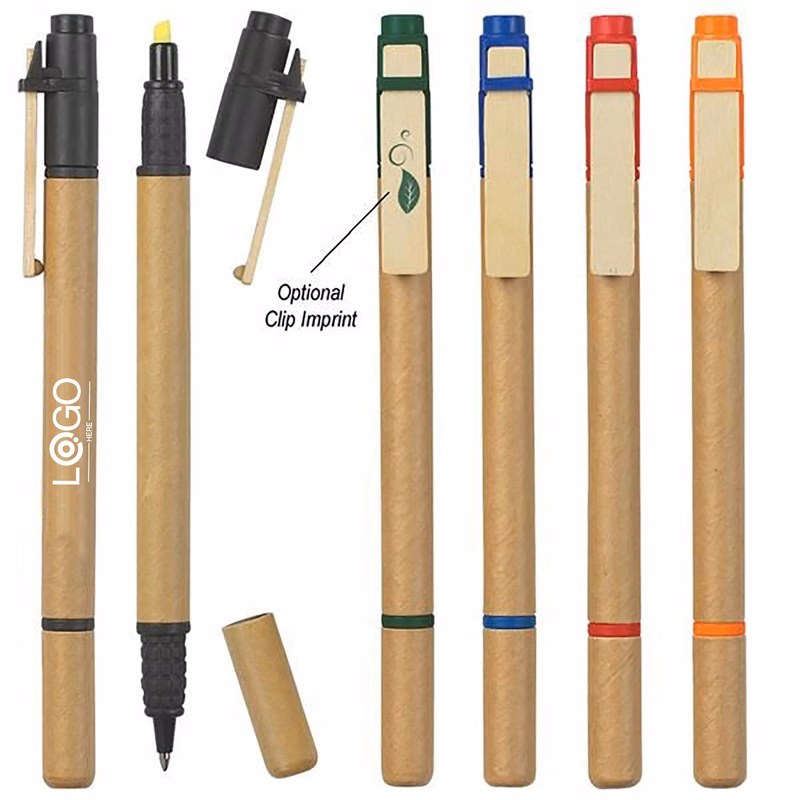 Dual Function Ballpoint Pen With Highlighter