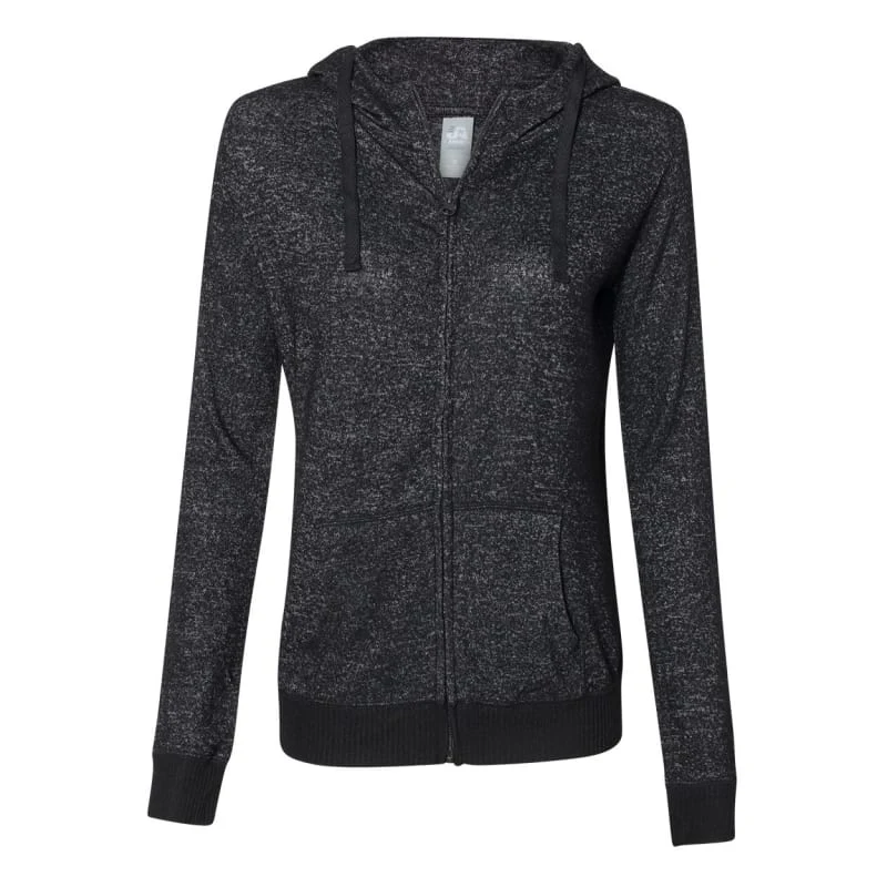 J. America Women's Cozy Jersey Hooded Full-Zip - 8656, custom hoodie or sweatshirt with logo imprint 1