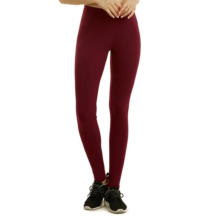Women's Cotton Leggings - Large Burgundy 1