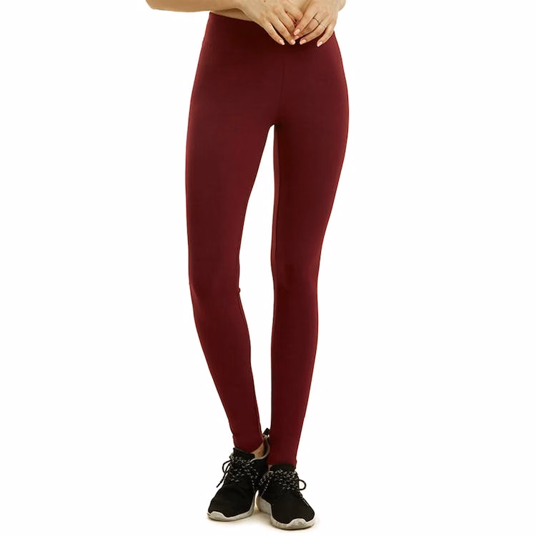 Women's Cotton Leggings - Large Burgundy