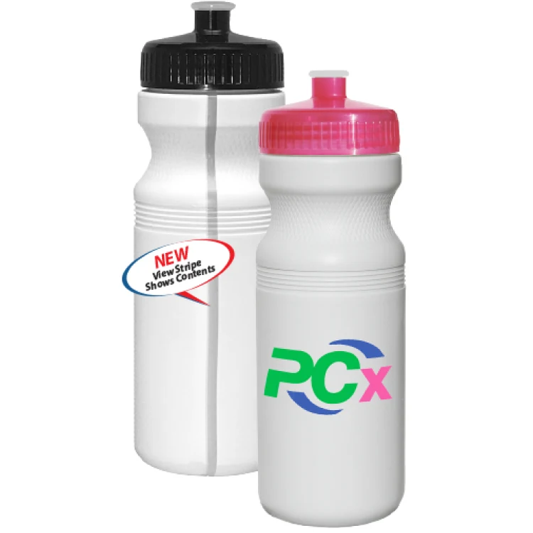 24 oz Plastic Water Bottle - Bike Bottle - USA Made - HDPE Plastic - Translucent Cap Colors 1