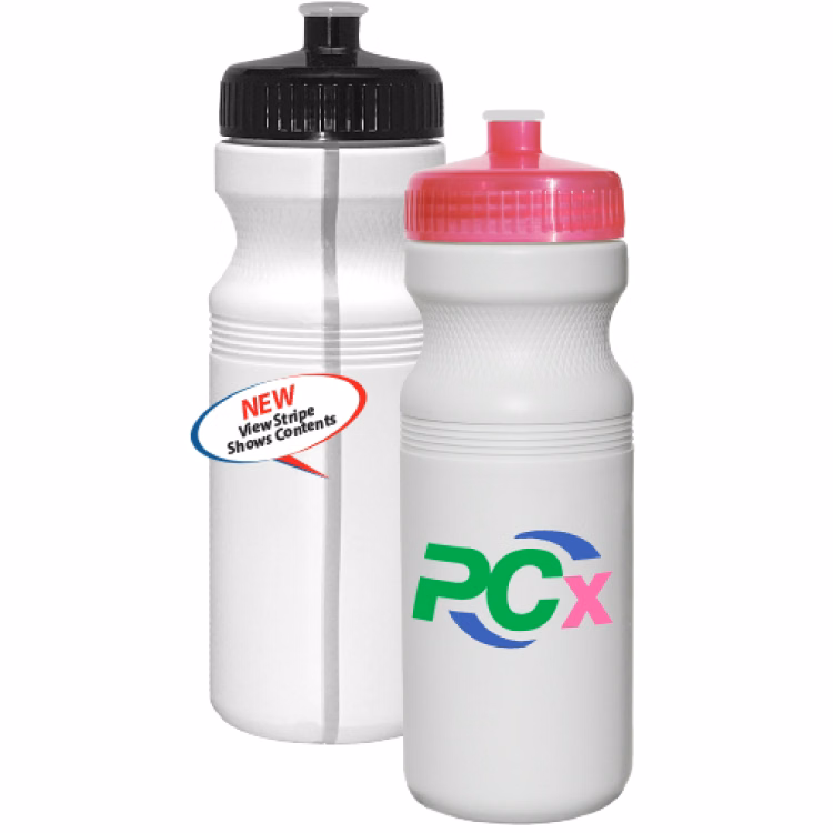 24 oz Plastic Water Bottle - Bike Bottle - USA Made - HDPE Plastic - Translucent Cap Colors