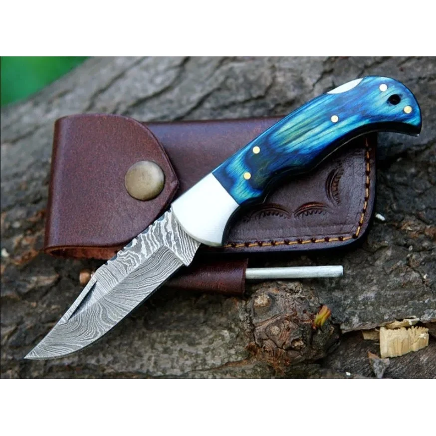 Custom Handmade Damascus Pocket Knife 1