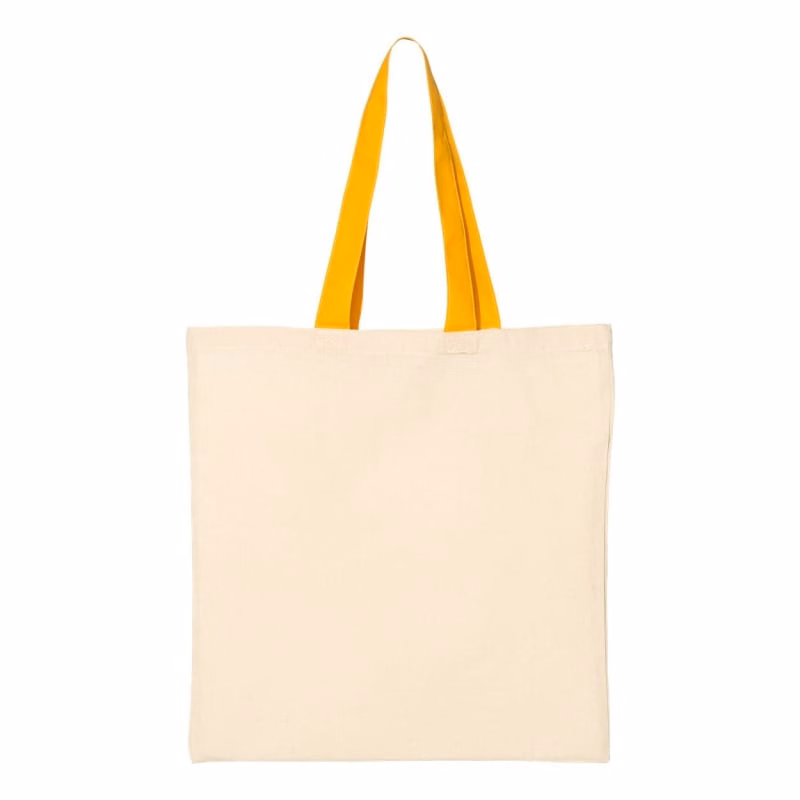 Q-Tees Economical Tote With Contrast-Color Handles - QTB6000