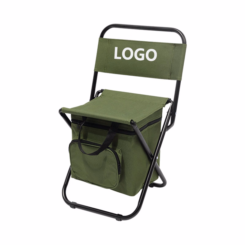 Outdoor Portable Backrest Chair with Cooler Bag Insulated Folding Chair