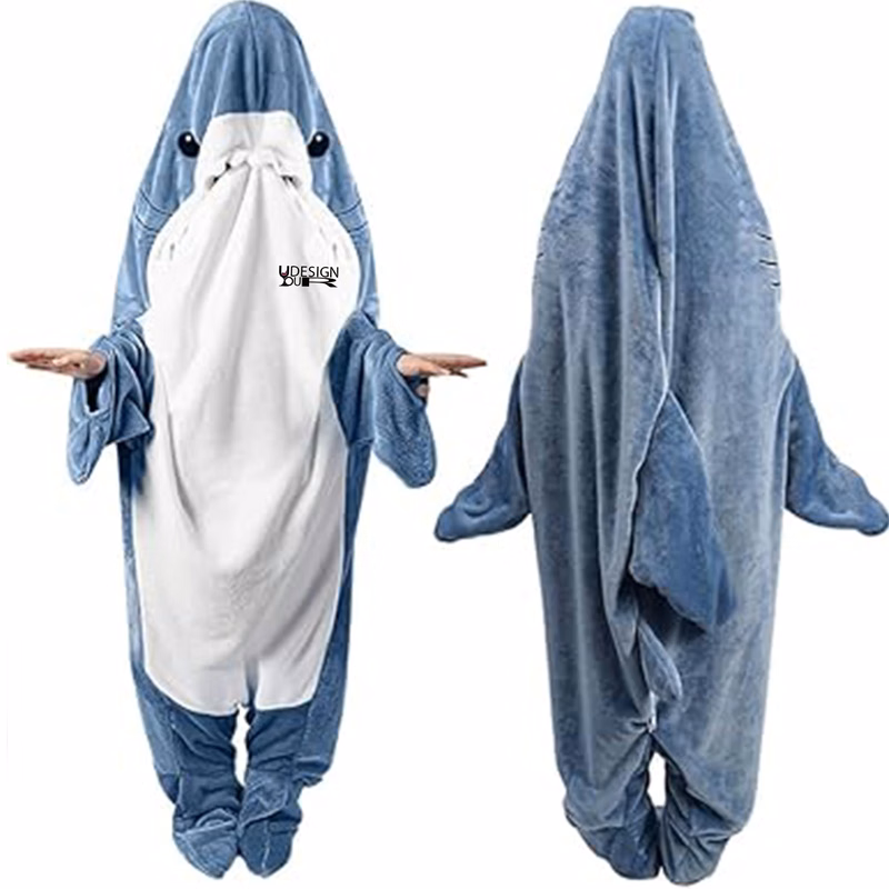 Cozy Shark nightgown Blanket Hoodie Cosplay Lounging
