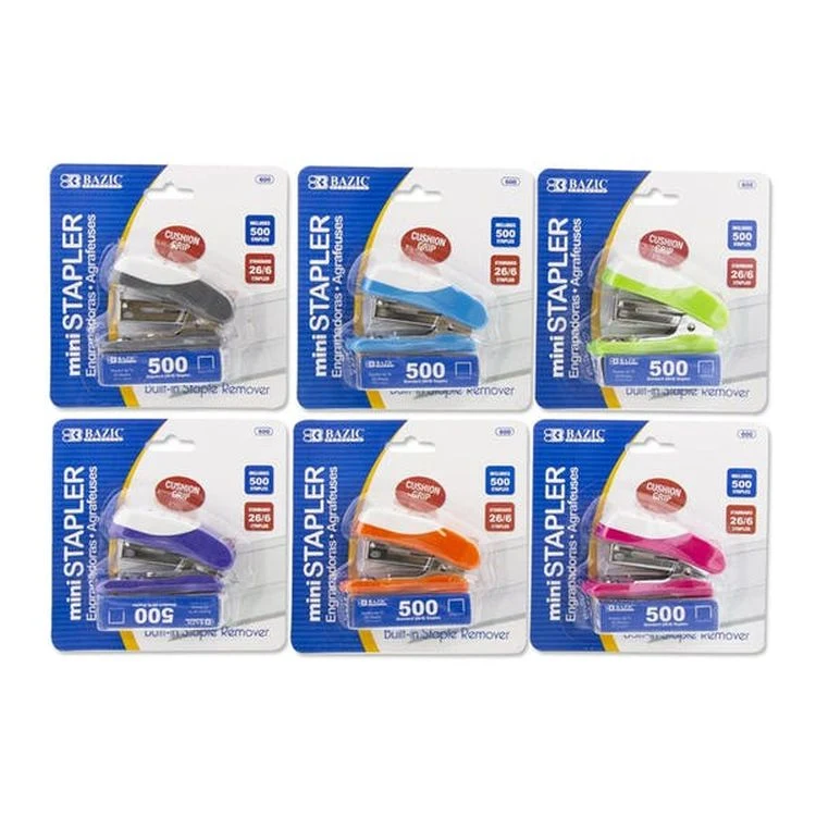 Mini Staplers - 500 Count Staples Assorted Colors 1