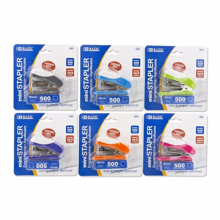 Mini Staplers - 500 Count Staples Assorted Colors