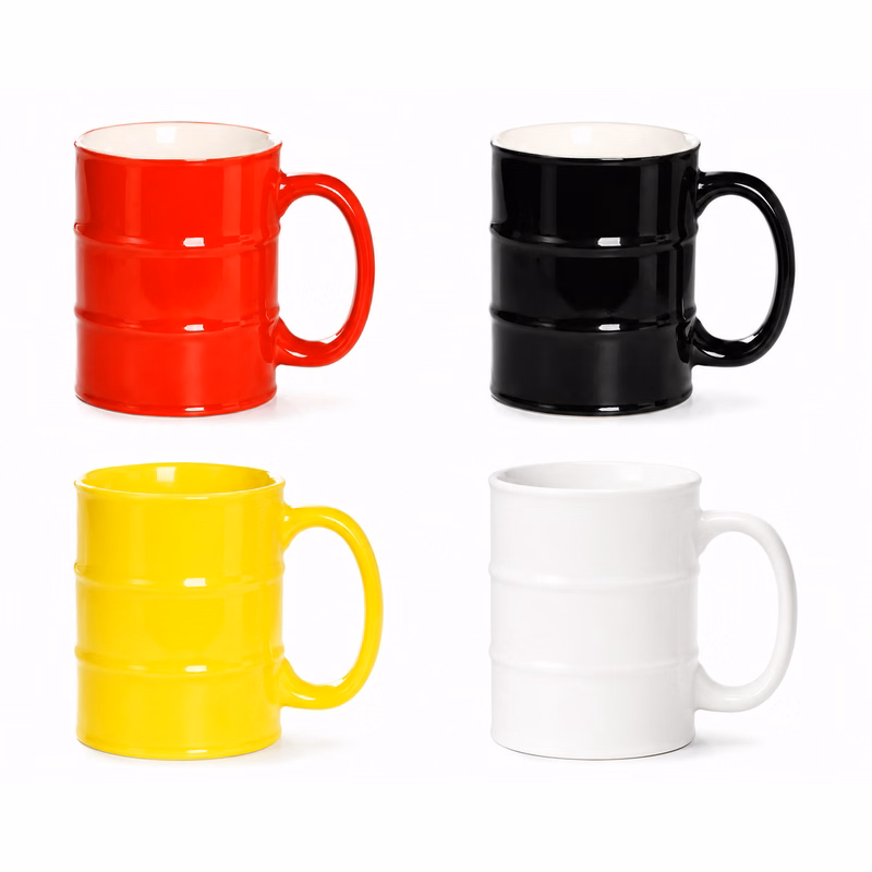 15 oz. Oil Drum-Shaped Ceramic Mug