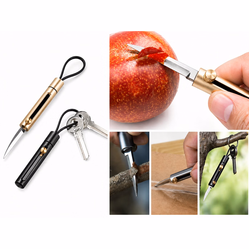 Mini Retractable Keychain Utility Knife with Loop Handle