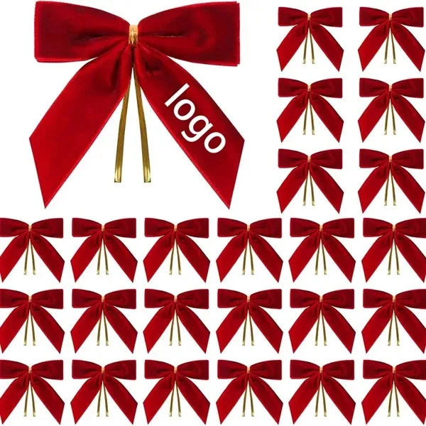 Custom 3.54 inch Velvet Christmas Bow — Luxurious Holiday Gift Wrapping Decoration 1