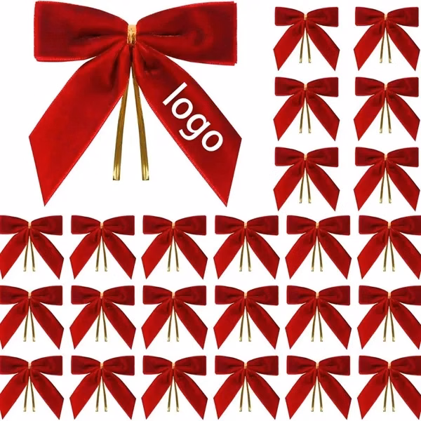 Custom 3.54 inch Velvet Christmas Bow — Luxurious Holiday Gift Wrapping Decoration