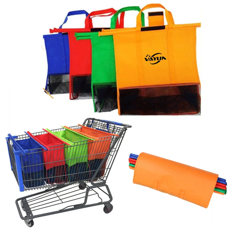 4PCS Reusable Grocery Shopping Cart Organizer Bag Set 1