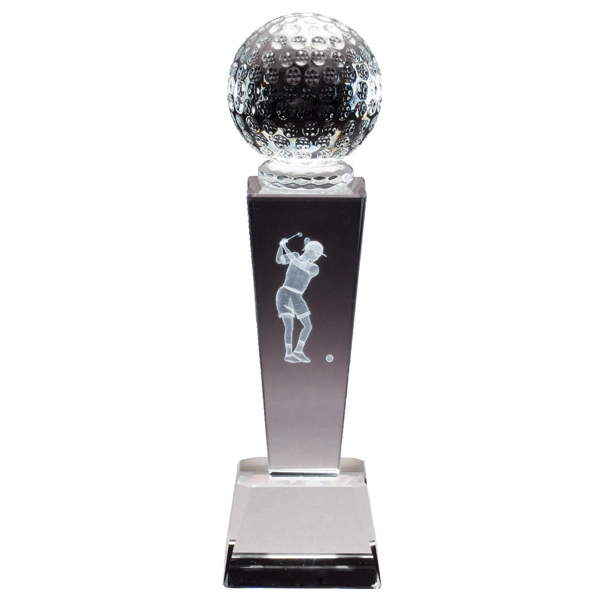 Crystal W/ Lasered Female Golfer Inside 8.75" 1