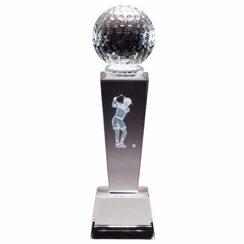 Crystal W/ Lasered Female Golfer Inside 8.75"