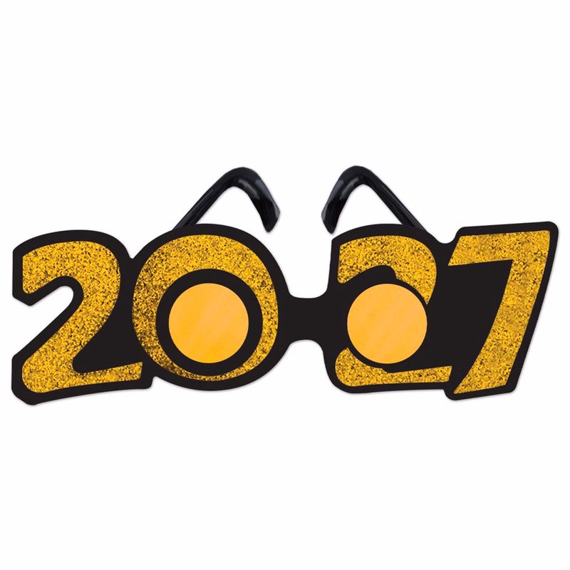 2027 Gold Glittered Plastic Eyeglasses